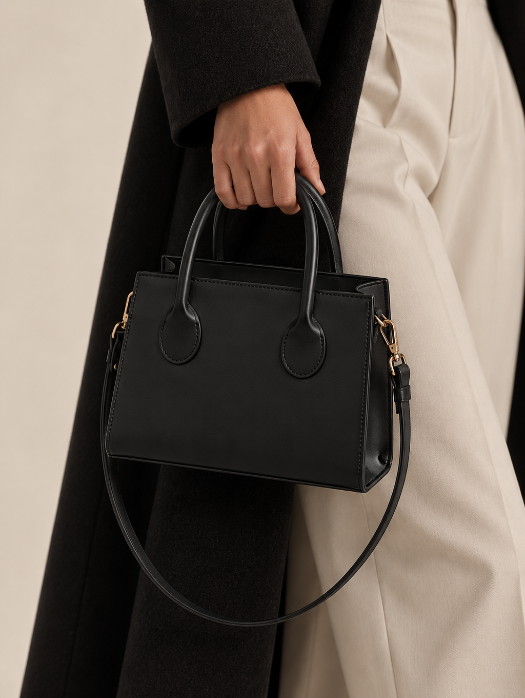 Amélie In Black Top Handle Bag