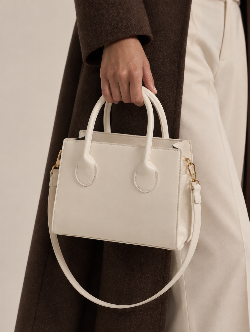 Amélie In White Top Handle Bag